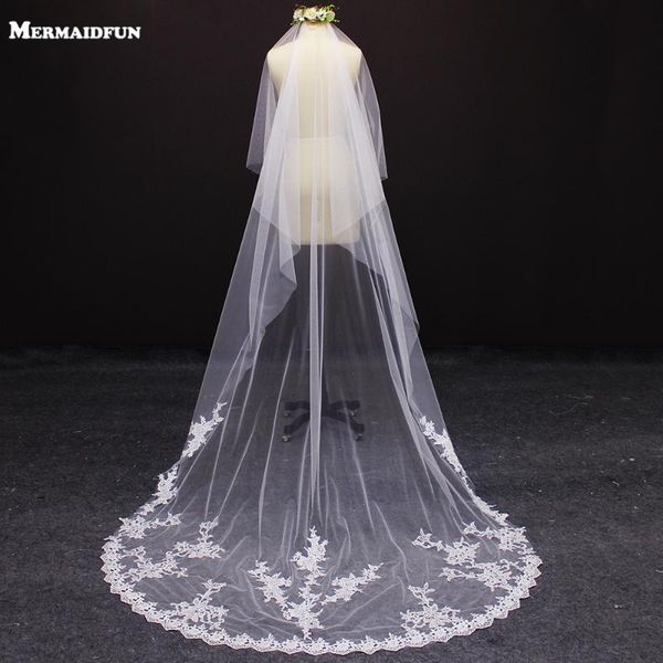 

bridal veils 2021 real pos 3 meters one layer lace wedding veil without comb white ivory beautiful for, Black