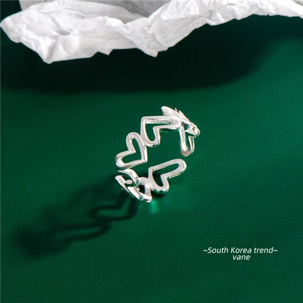 

all body s925 pure silver hollow to heart ring