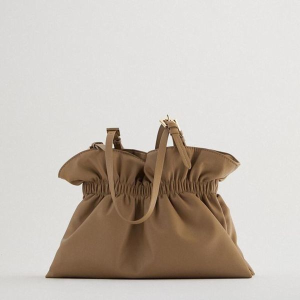 

women's bag cloud fold details single shoulder hand shopping bucket bag