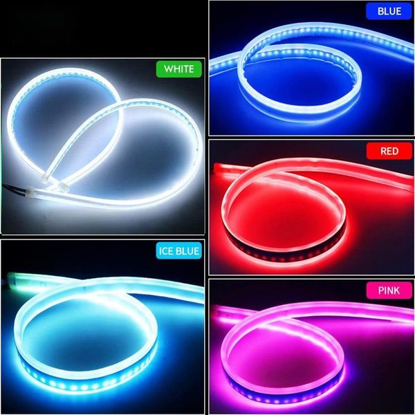 

interior&external lights 2x est led flow car signal light daytime running auto flowing turn guide thin strip lamp styling accessories
