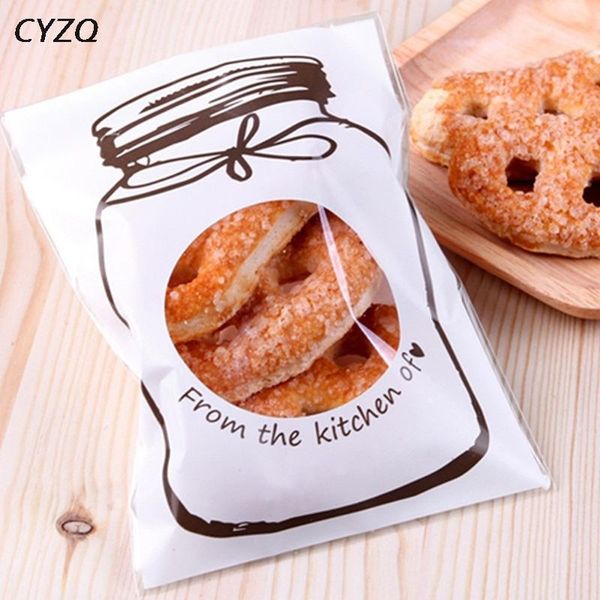 

gift wrap 50pcs/lot christmas decoration candy cookie plastic bag wedding favors bottle pattern self-adhesive party decorations