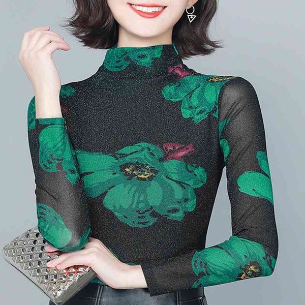 

long sleeve turtleneck print blouse shirt blusa blouse women blusas mujer de moda 3xl 4xl plus size women clothing d977 210426, White