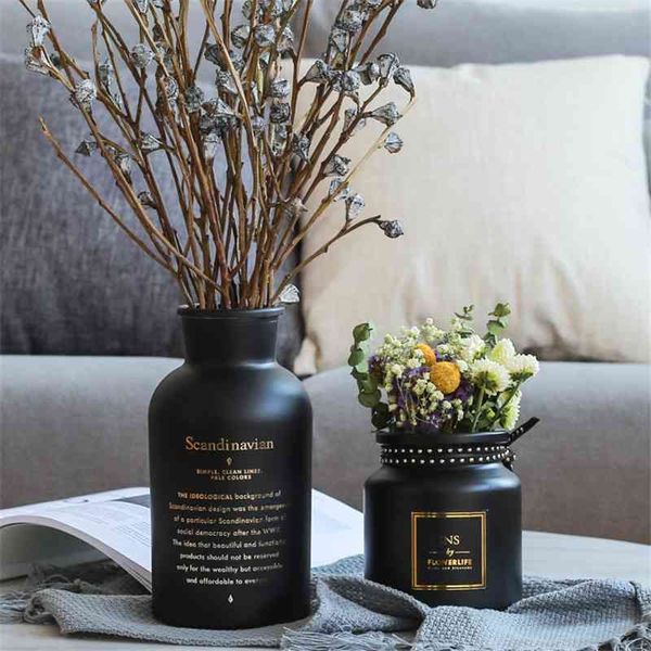 Nordic preto / branco vasos vasos hidroponia planta flor casa decoração para buquê de flor com vaso decoração de mesa de casamento 210409