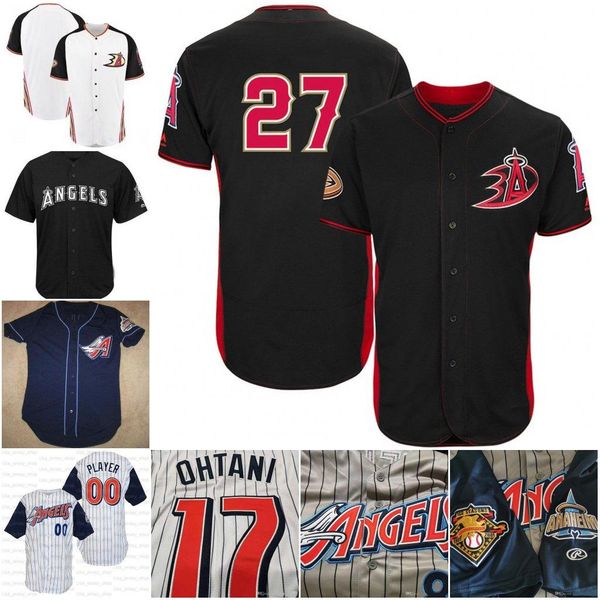 

throwback los angelesanaheim 27 mike trout jersey 6 anthony rendon mo vaughn tim salmon shohei ohtani skaggs albert pujols retro wear ducks, Blue;black