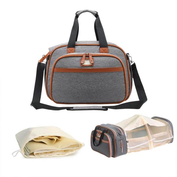 

diaper bags baby bag multi-purpose foldable pu oxford cloth large-capacity mommy backpack for care with extendable