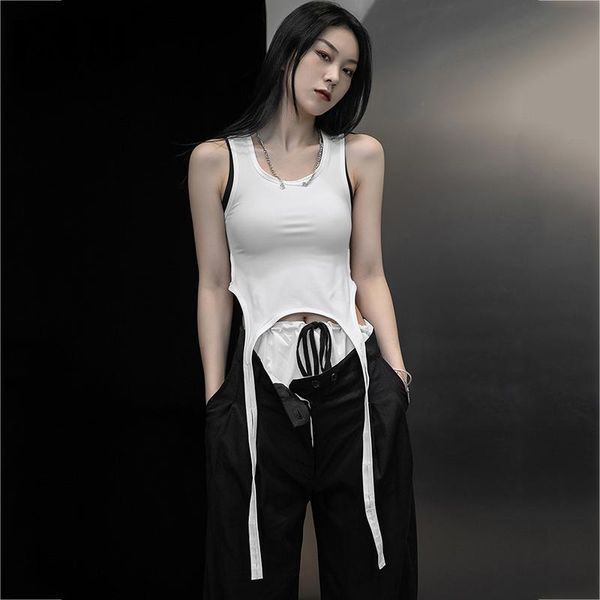 

women's tanks & camis [eam] women white slim hollow out tank round neck sleeveless personality fashion tide spring summer 2021 1dd7719