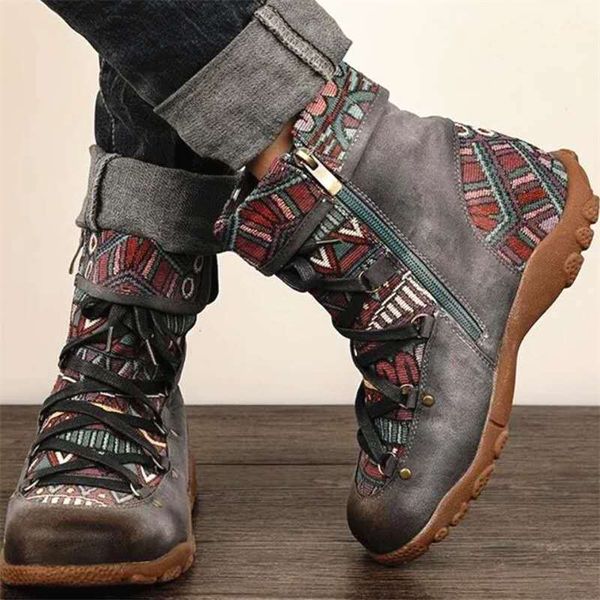 

boot ladies retro bohemian ankle-style zip short women's shoes mujer winter boots 896 nhas, Black