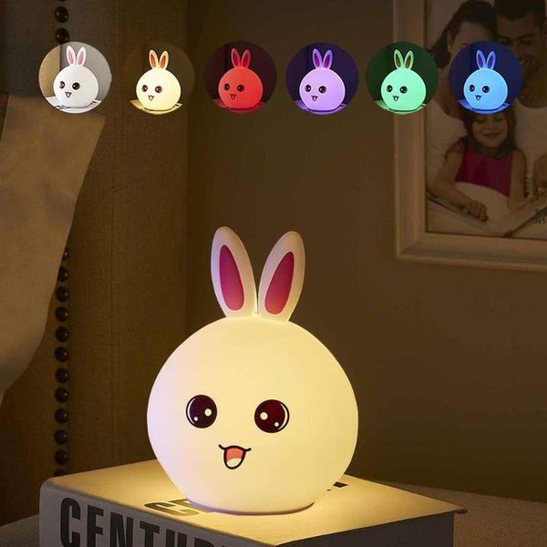 

night lights cute led light children's table lamp for baby sleeping bedside silicone control touch sensor usb