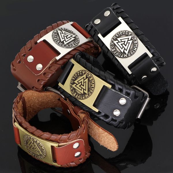 

yiwu odin triangle rune lunawen metal bracelet men's accessories, Black