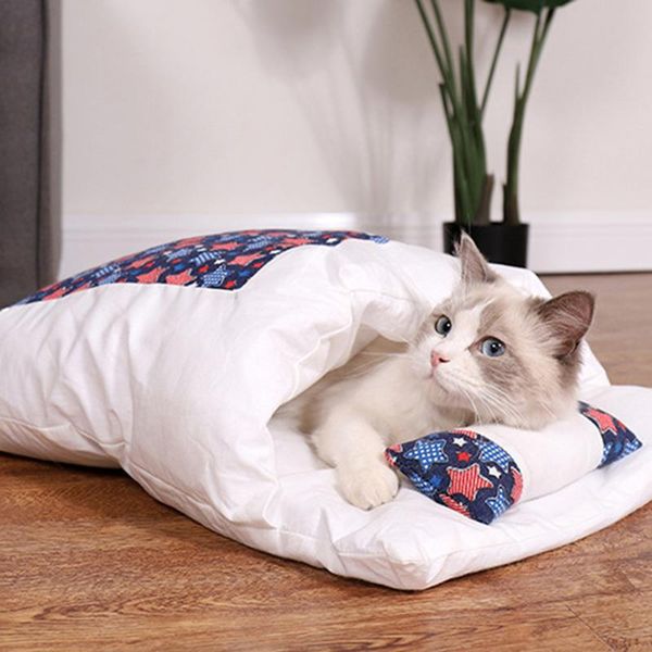 

japanese cat bed removable sleeping bag with pillow dog house warm small pet puppy kennel nest mat cushion products beds & furniture