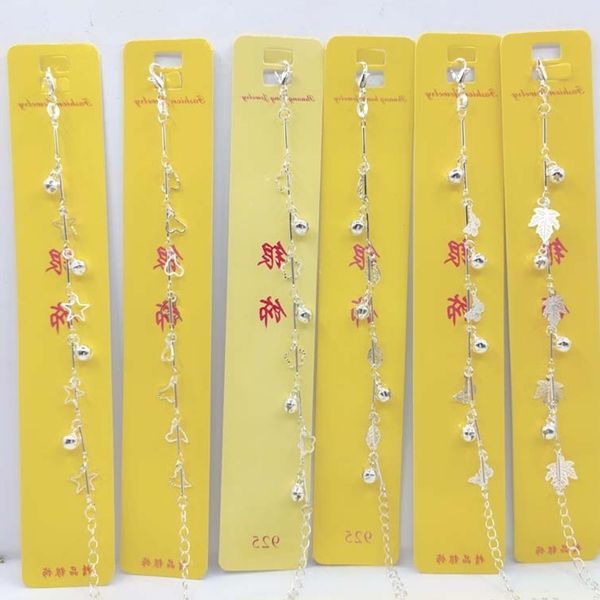 

hand catenary korean version simple imitation silver foot chain scenic area bell leaf fashion butterfly bracelet, Black