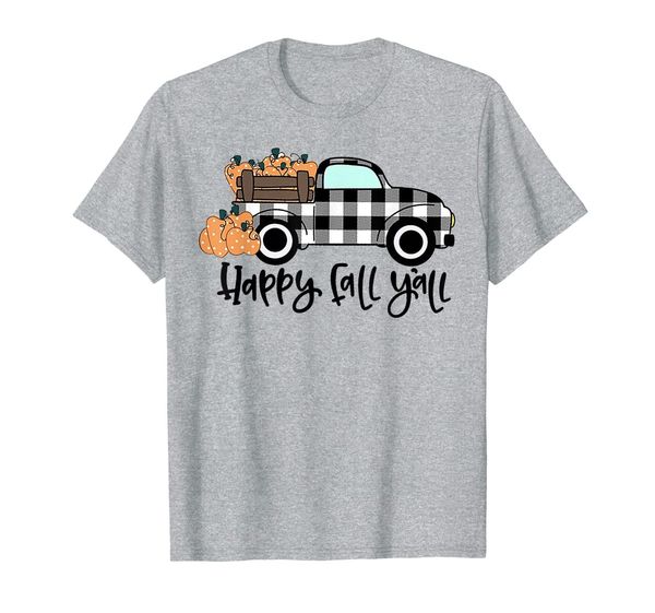 

happy fall y'all pumpkin black plaid car t-shirt, White;black