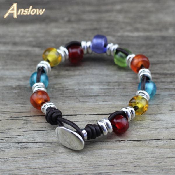 

beaded, strands anslow wholesale fashion jewelry trendy rainbow couple charm original design girl boyfriend birthday gift wristband low0849l, Black