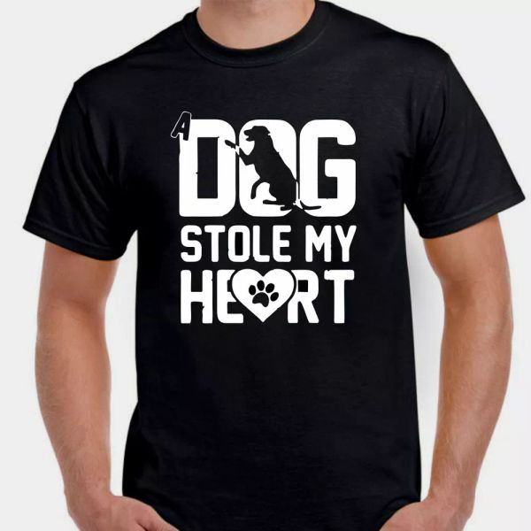 

a dog stole my heart puppy k-9 animal lovers canine paw print t shirt, White;black