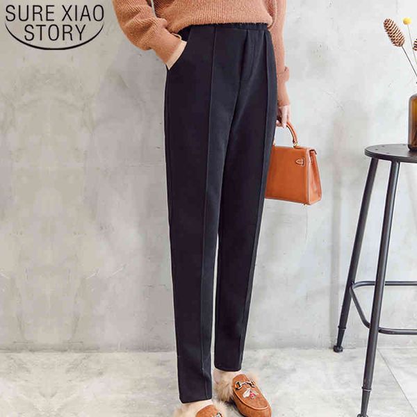 

autumn and winter women's long lady harem pants korean casual pant female solid pockets elastic waist 7407 50 210415, Black;white