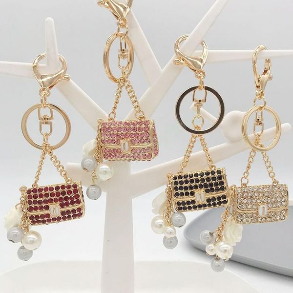 

cute crystal car key rings metal bag shape varied fashion charm accessories rhinestones lovely keychain, Silver