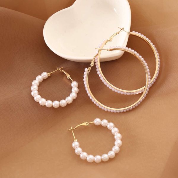 

earrings jewelry personality pearl exaggerated women's fashion versatile earrings e286, Golden
