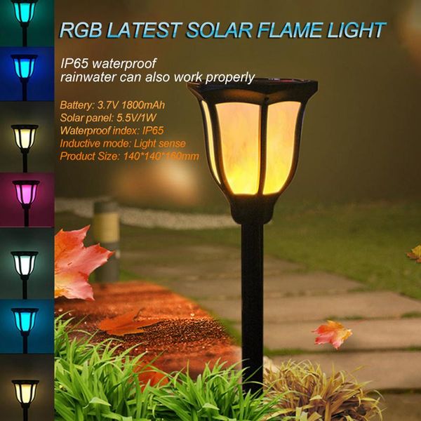 

solar lamps rgb colorful led garden decoration light luz solaire lawn lamp outdoor exterior torch flame breathing waterproof luces
