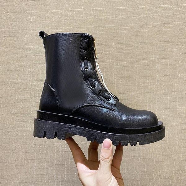 

boots ankle women pu leather short casual ladies shoes fashion front zipper waterproof platform, Black