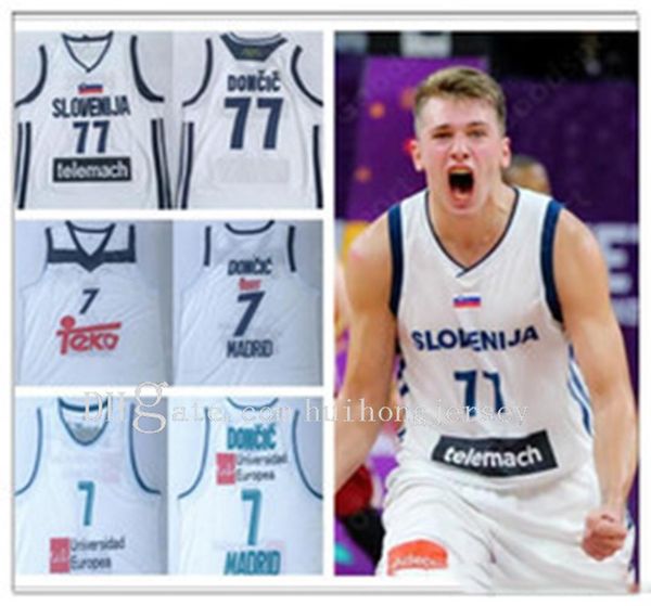 

2019 slovenia 77 doncic stitched jerseys sport jersey city swingman new shirts luka #7 slovenija real madrid euroleague champion sport, Black