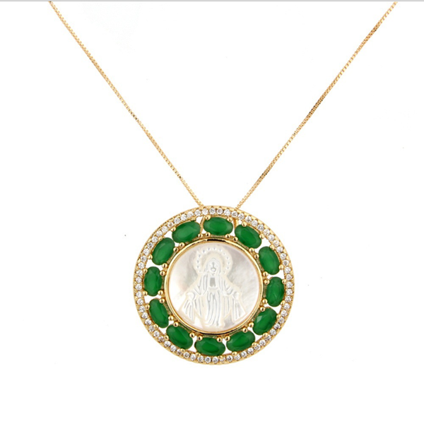 

12pcs/lot micro pave cz natural lady of grace mother pearl shell necklace for women & gift chamrs chains, Silver
