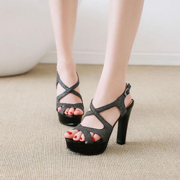 

big size 34-43 summer fashion women solid buckle front & rear strap thin heel sandals 4 colors, Black