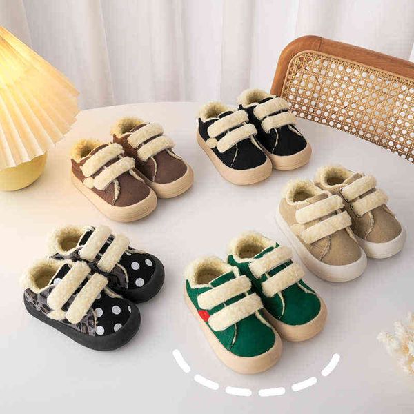 

casual kids shoes winter plush children girl board shoes fuzzy soft sole fur sneakers warm flat shoes toddler sneakers g1210, Black;red
