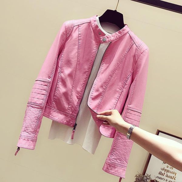 

women's wool & blends 2021 the spring and autumn period han edition leather jacket locomotives coat of cultivate morality, Black