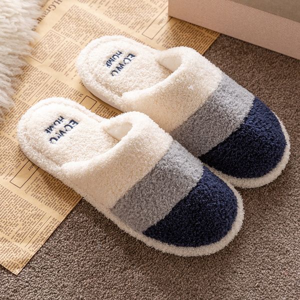 

warm winter slippers men mixed colors indoor slippers suede velvet fur slippers comfy soft bedroom designer shoes, Black