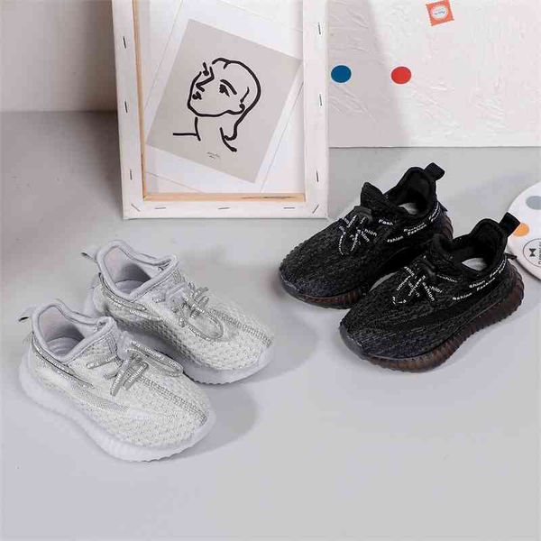 

children's running spring 2021 new children's fashion flying coconut korean breathable men's and women's sports shoes, Black;red