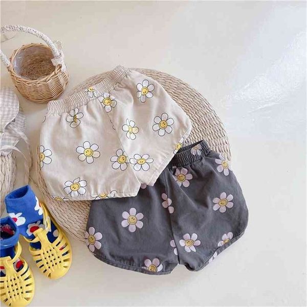 

summer girls pants korean cotton sun floral casual cute shorts 210723, Black