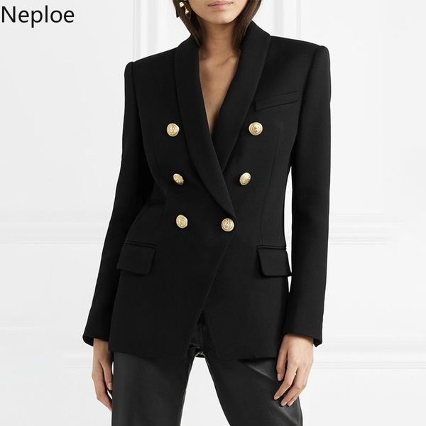 

women's suits & blazers nepole fashion buttons modis slim waist elegant women coat 2021 spring summer double breasted long chic outwear, White;black