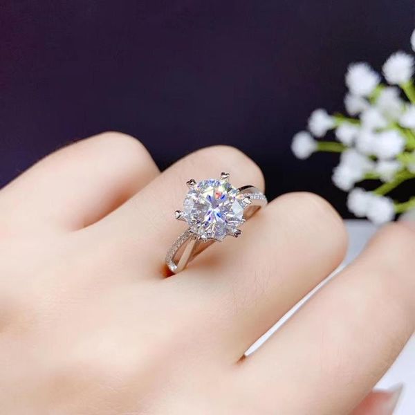 

cluster rings exquisite sparkling moisanite ring for women 925 sterling silver birthday gift shiny better than diamond engagement, Golden;silver