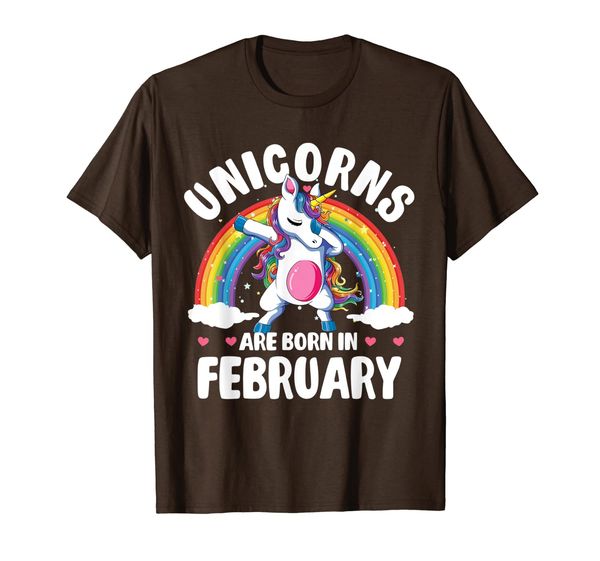 

unicorns are born in february gift women rainbow birthday t-shirt, White;black
