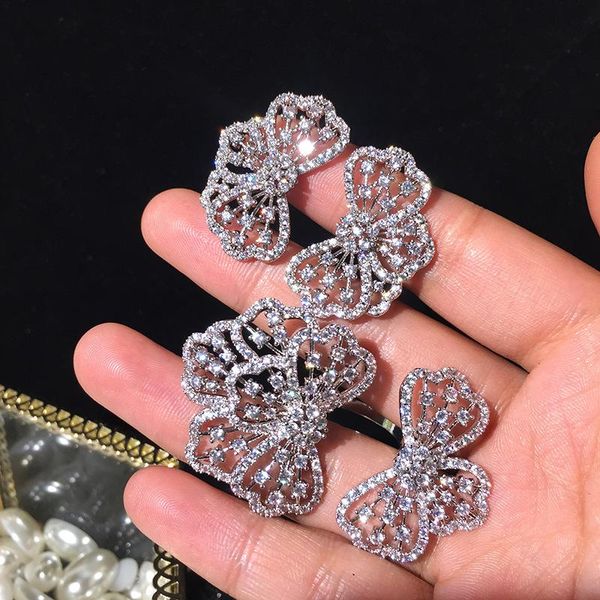 

earrings & necklace bilincolor fashion ctrystal clear cubic zirconia eearring and ring set for women wedding bridal gift, Silver