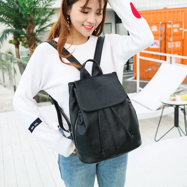 

outdoor bags backpack ladies korean version 2021 casual backpacks simple pu leather large capacity travel