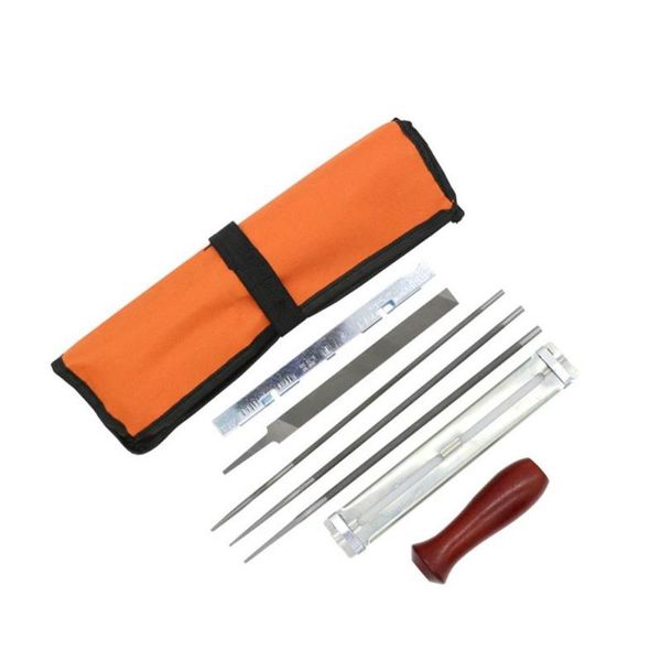 

craft tools 8pcs professional chainsaw chain sharpening kit tool set hardwood handle + round/flat file guide bar sharpener