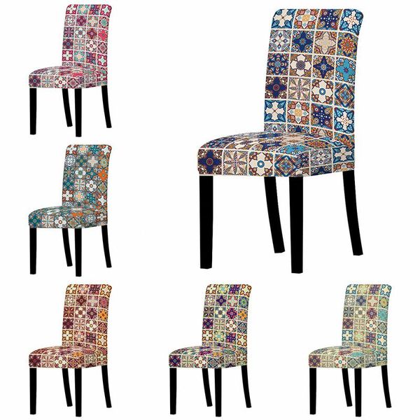 

spandex elastic bohemia dining chair slipcover modern removable anti-dirty kitchen seater case stretch cover for banquet covers