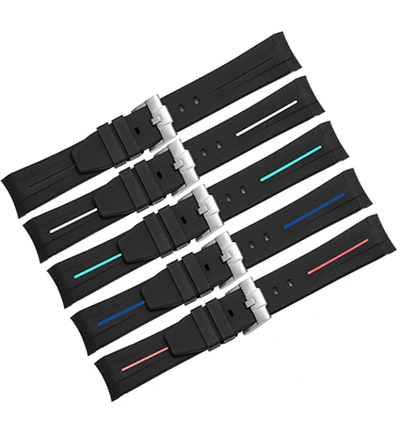 

watch bands 20mm/21mm rubber watchband strap w/tang buckle fit for gmt yatch master with pin, Black;brown