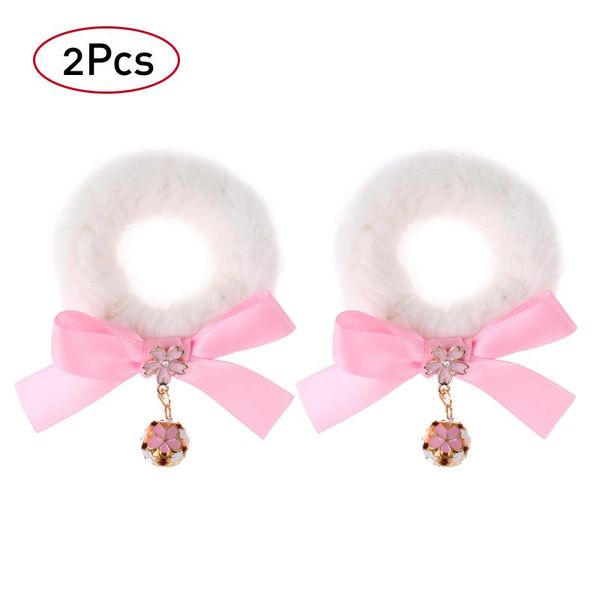 

elastic hair accessories for sweety women girls kid sakura bell tassel terry tie ponytail holder gum ties hairband, Slivery;white