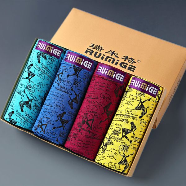 

men's modal middle waist youth head u convex boxer benmingnian red underwear, White;black