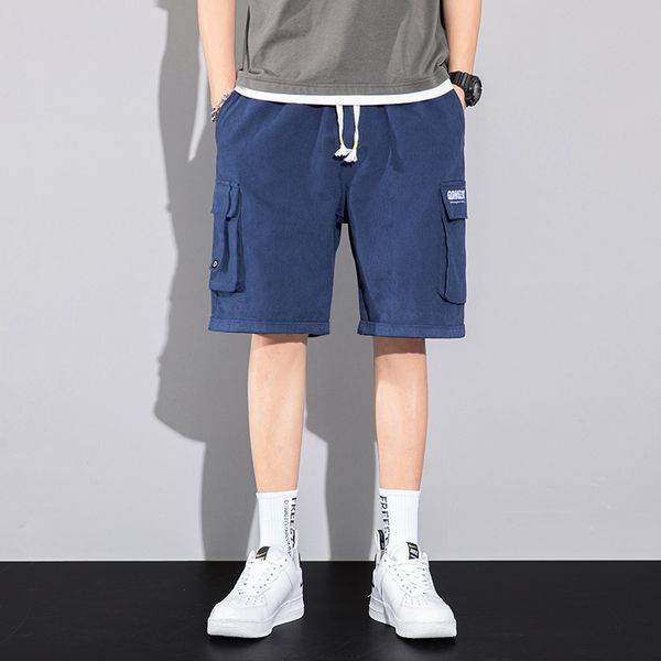 

men shortssummer shorts straight tube solid color overalls youth casual capris men's pants, White;black
