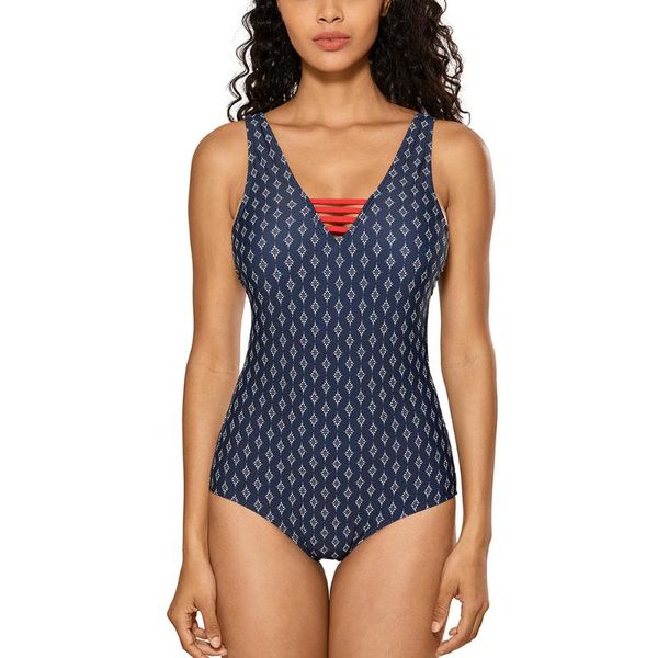 

women's v-neck adjustable straps criss cross one piece bathing suits one-piece
