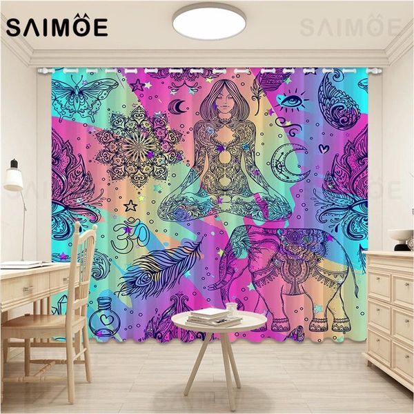 

curtain & drapes gypsy pattern curtains mandala moon elephant living room geometric bohemian blackout bedroom ultra micro shading