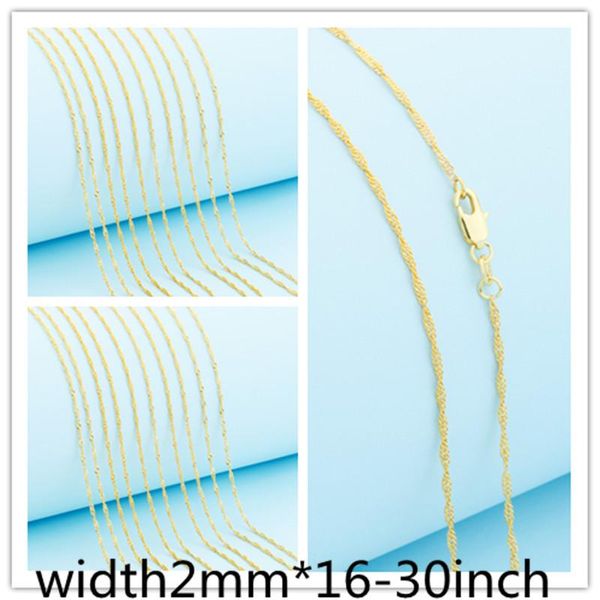 

pendant necklaces promotion wholesale gold filled necklace fashion jewelry 2mm water wave "16-30" inches chain lobster clasp jp, Silver
