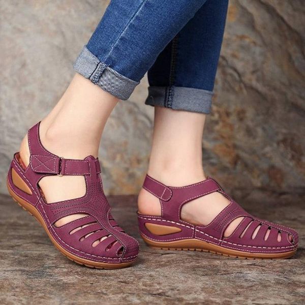 

summer women's sandals shoes ladies comfortable ankle hollow round toe soft sole fashion sandalias mujer, Black