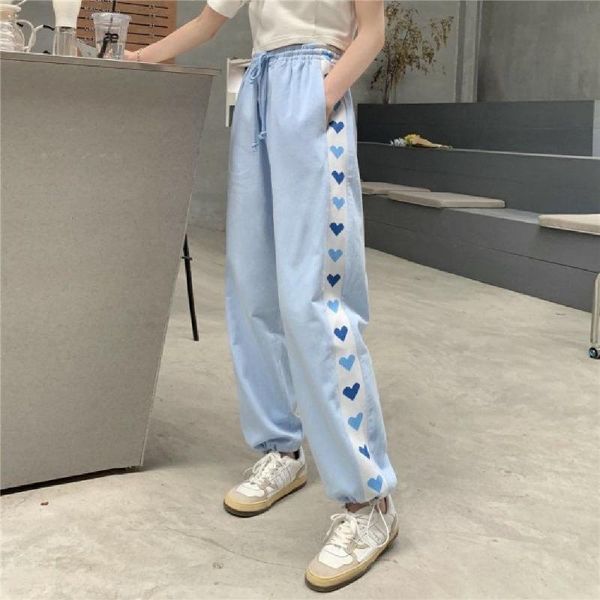 

women's pants & capris dailou korean style joggers women summer 2021 print sweatpants high waist jogging femme fashion sports casual sw, Black;white