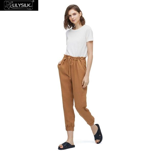 

women's pants & capris lilysilk casual linen for women, Black;white
