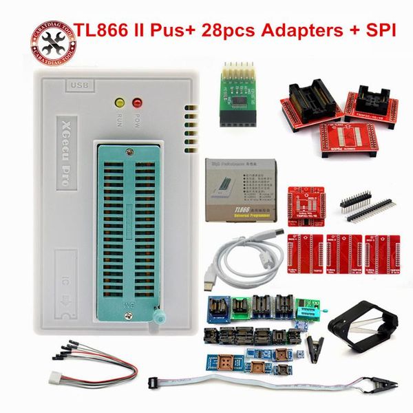 

2021original tl866ii plus usb universal programmer support 16000+ic spi flash nand eeprom mcu pic avr +full 28 adapters +spi diagnostic tool