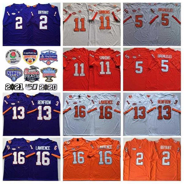 

ncaa clemson tigers college football jersey 5 dj uiagalelei 11 isaiah simmons 16 trevor lawrence 2 kelly bryant 4 deshaun watson 13 hunter r, Black